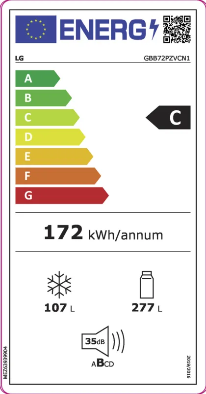 LG GBB72PZVCN1 energielabel