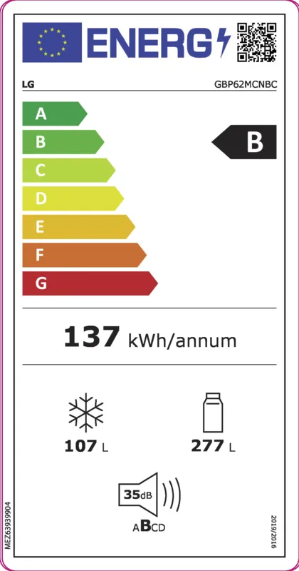 LG GBP62MCNBC energielabel