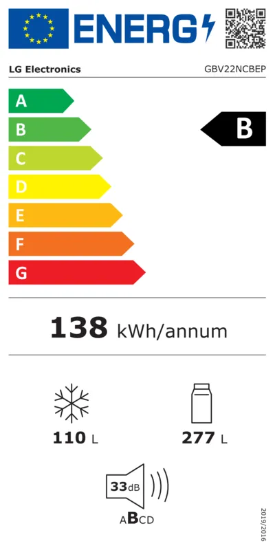 LG GBV22NCBEP energielabel
