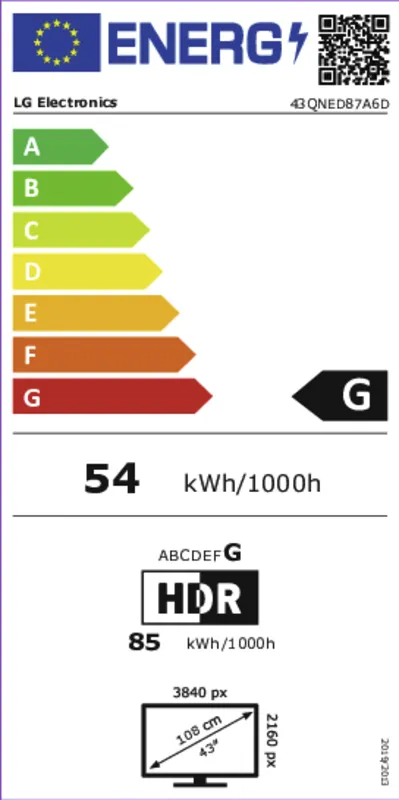 LG 43QNED87A6D.AEU energielabel