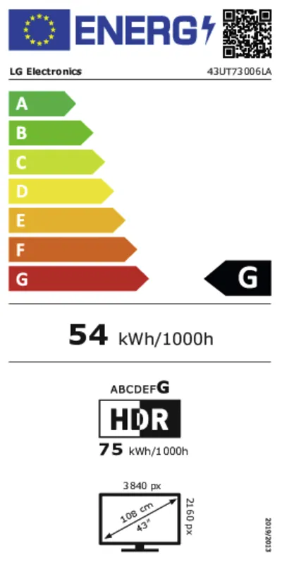 LG 43UT73006LA energielabel