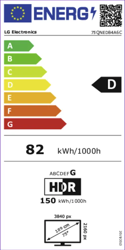 LG 75QNED84A6C.AEU energielabel
