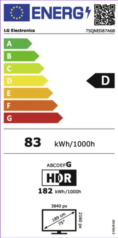 LG 75QNED87A6B.AEU energielabel