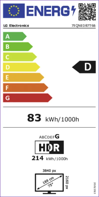 LG 75QNED87T6B energielabel