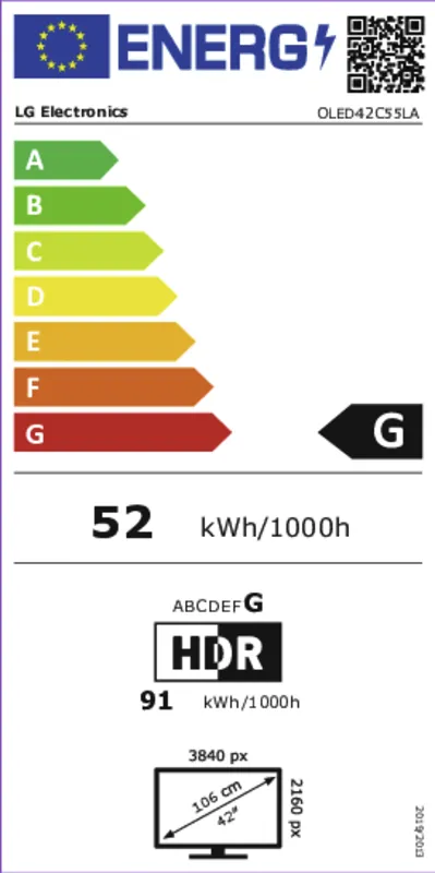 LG OLED42C55LA.AEU energielabel