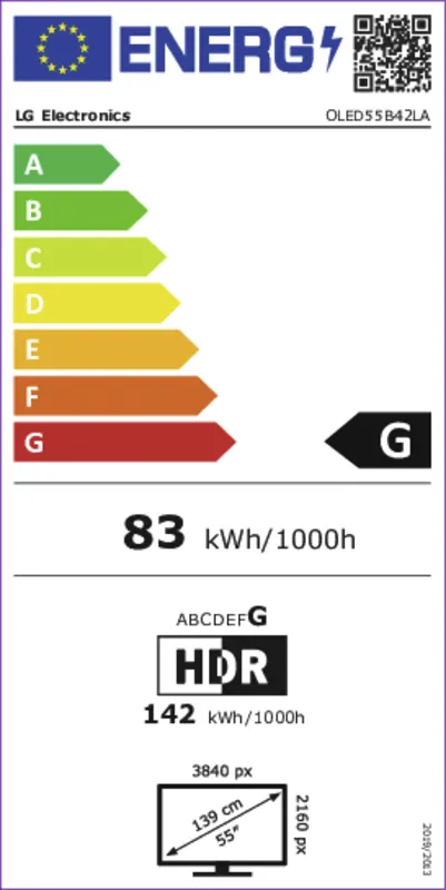 LG OLED55B42LA energielabel