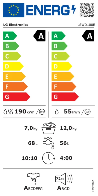 LG LSWD100E energielabel