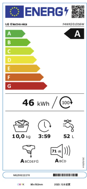 LG F4WR3010S6W energielabel