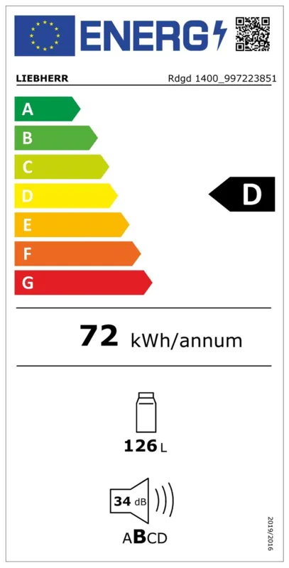 Liebherr Rdgd 1400-20 energielabel