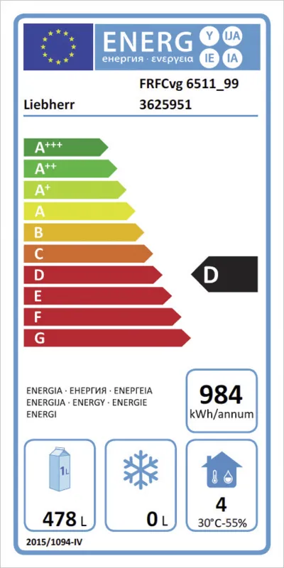 Liebherr FRFCvg 6511-20 energielabel