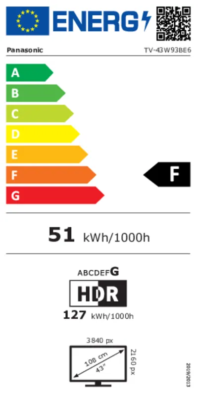 Panasonic TV-43W93BE6 energielabel
