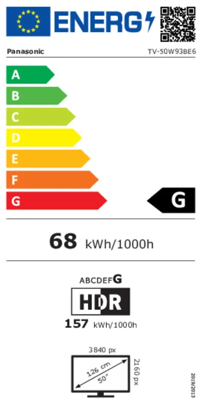 Panasonic TV-50W93BE6 energielabel