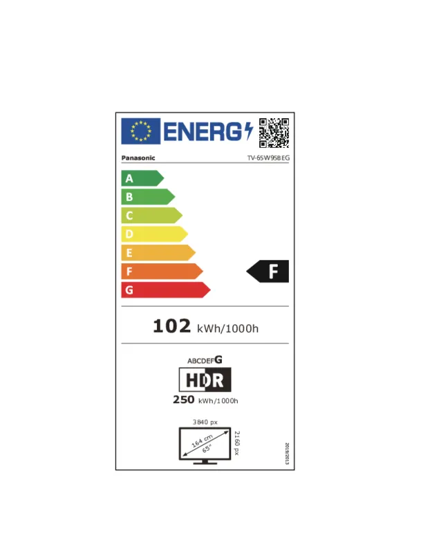 Panasonic TV-65W95BEG energielabel