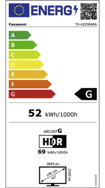Panasonic TV-42Z90AE6 energielabel