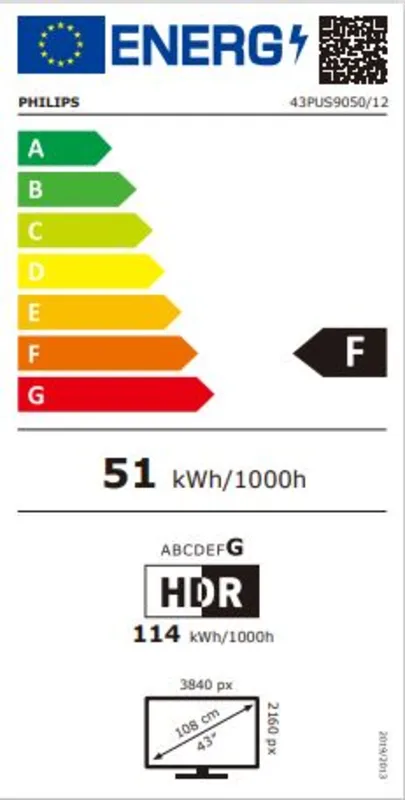 Philips 43PUS9050/12 energielabel
