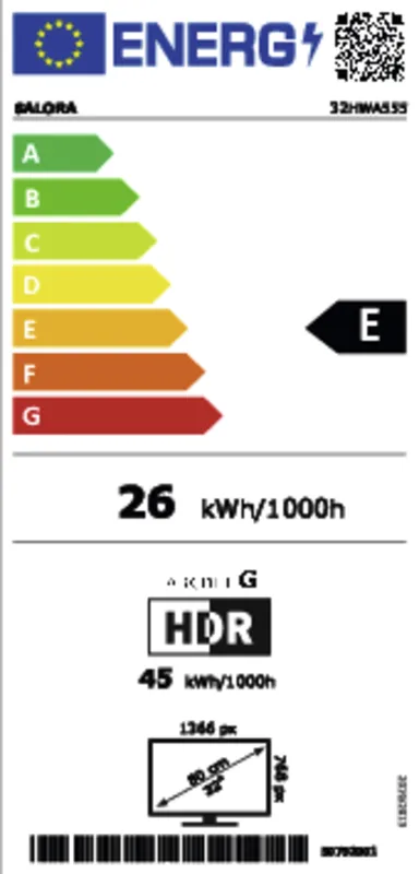 Salora 32HWA555 energielabel