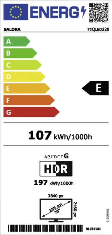 Salora 75QLED320 energielabel