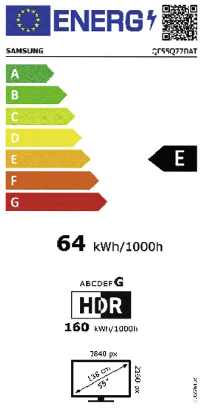 Samsung QE55Q77DATXXN energielabel