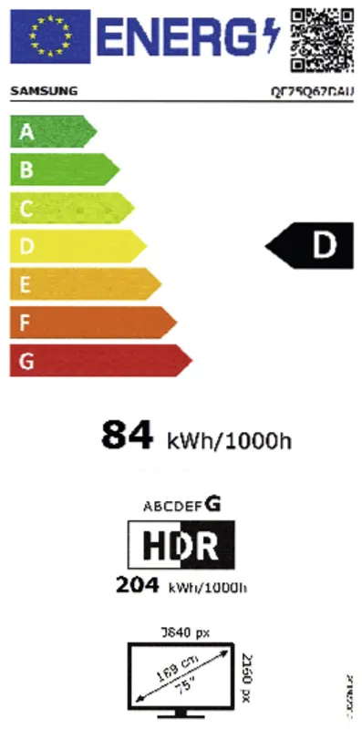 Samsung QE75Q67DAUXXN energielabel