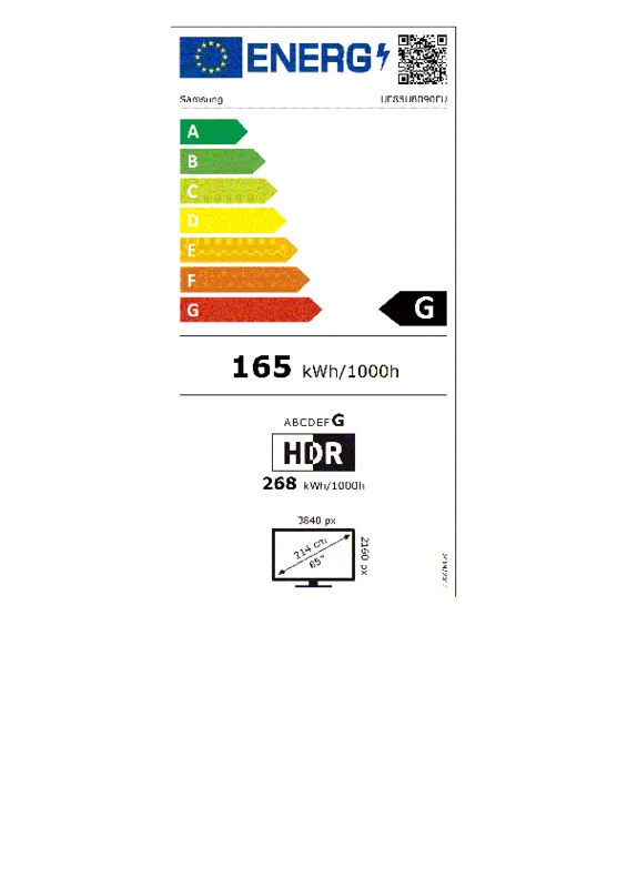 Samsung UE85U8090FUXXN energielabel