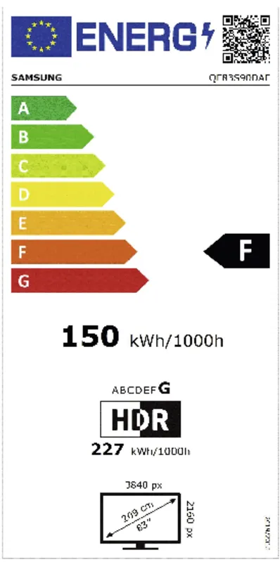 Samsung QE83S90DAEXXN energielabel