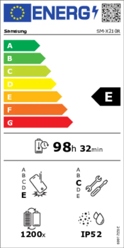 Samsung Galaxy Tab A9+ 64GB 5G X216B energielabel