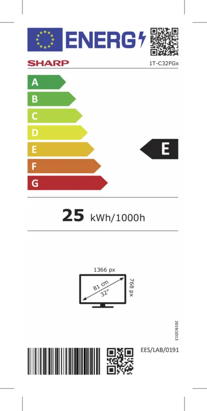 Sharp 32FG4EA energielabel