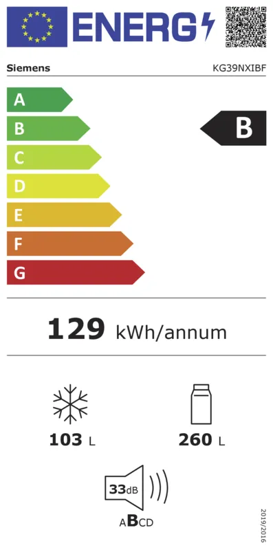 Siemens KG39NXIBF energielabel
