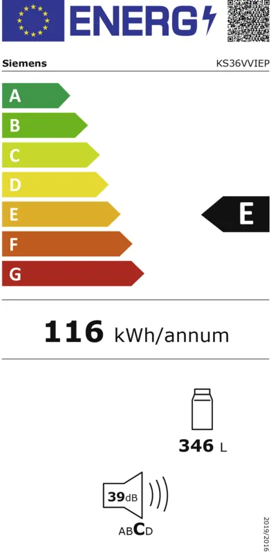 Siemens KS36VVIEP energielabel