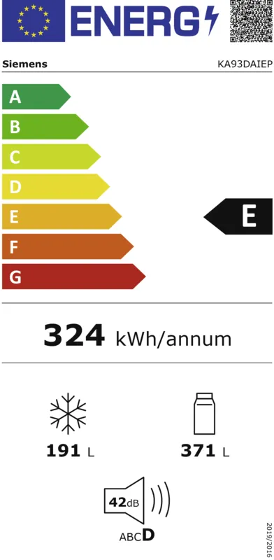 Siemens KA93DAIEP energielabel