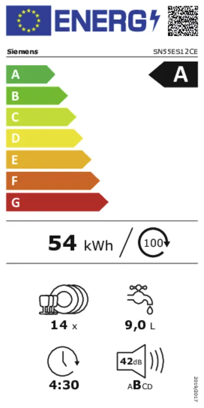 Siemens SN55ES12CE energielabel