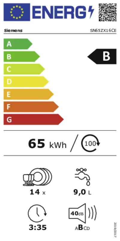 Siemens SN65ZX16CE energielabel
