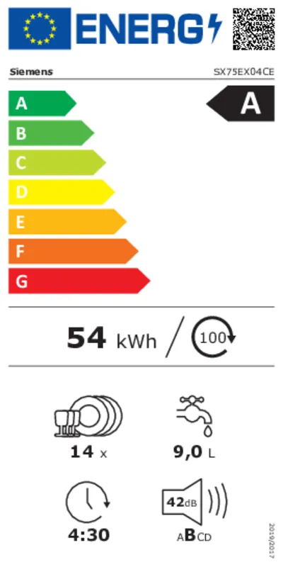 Siemens SX75EX04CE energielabel