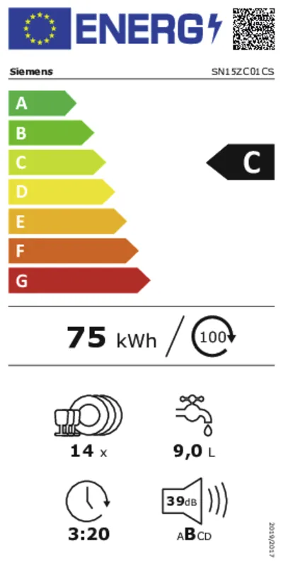 Siemens SN15ZC01CS energielabel