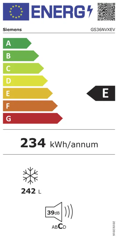 Siemens GS36NVXEV energielabel