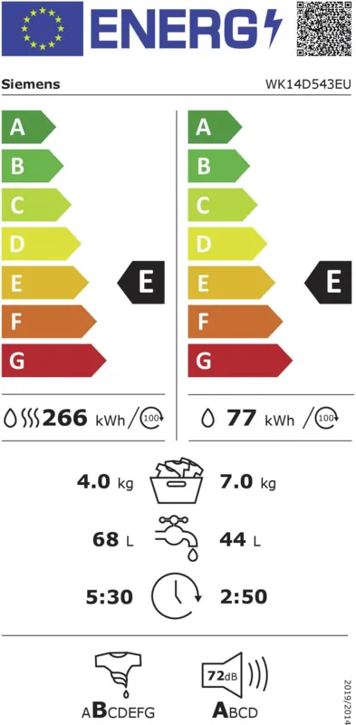 Siemens WK14D543EU energielabel