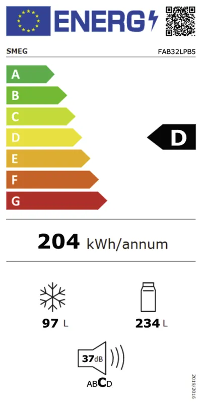 Smeg FAB32LPB5 energielabel