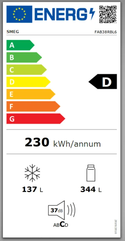 Smeg FAB38RBL6 energielabel