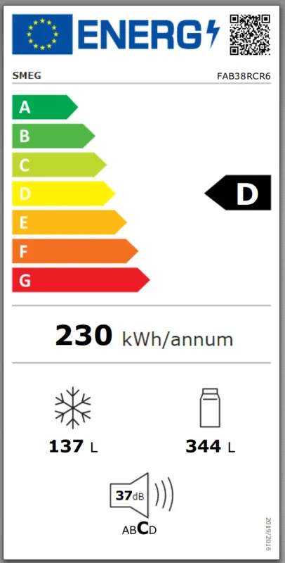 Smeg FAB38RCR6 energielabel