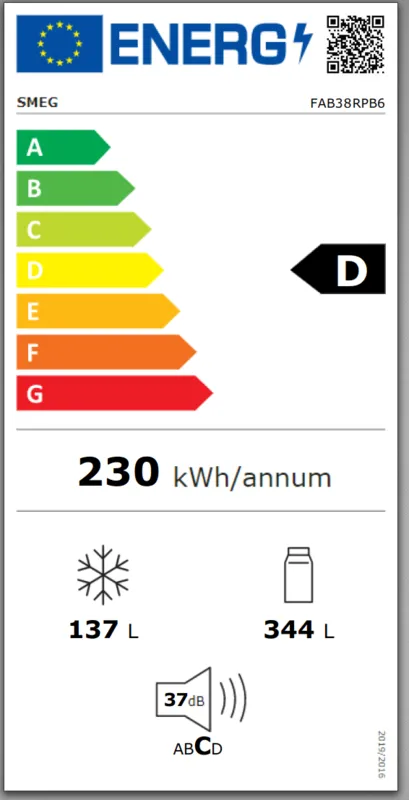Smeg FAB38RPB6 energielabel
