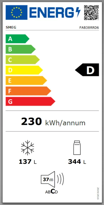Smeg FAB38RRD6 energielabel