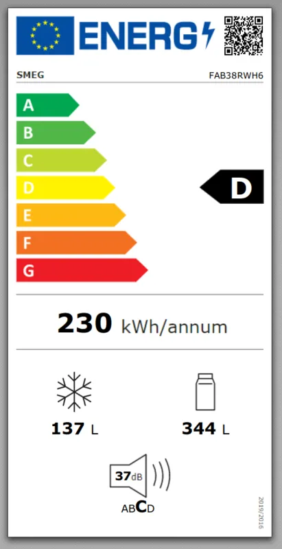 Smeg FAB38RWH6 energielabel