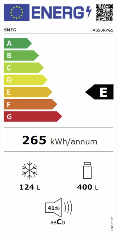 Smeg FAB50RPG5 energielabel