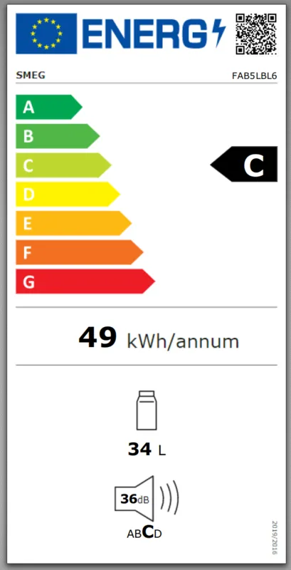 Smeg FAB5LBL6 energielabel