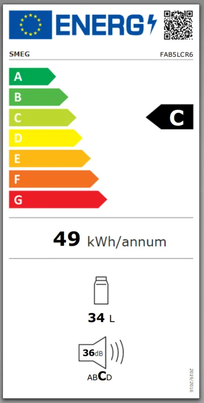 Smeg FAB5LCR6 energielabel
