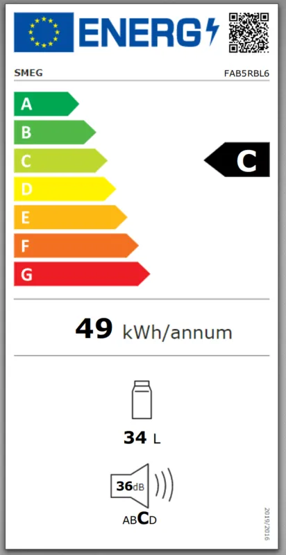 Smeg FAB5RBL6 energielabel