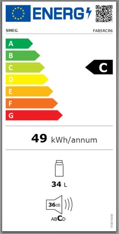 Smeg FAB5RCR6 energielabel