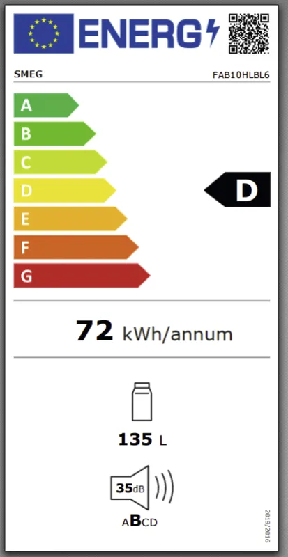 Smeg FAB10HLBL6 energielabel