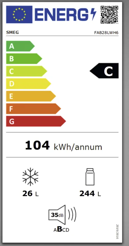 Smeg FAB28LWH6 energielabel