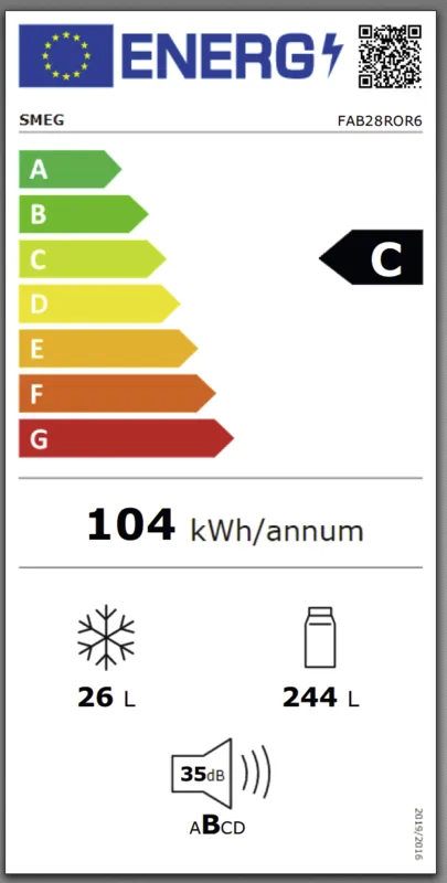 Smeg FAB28ROR6 energielabel